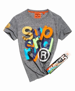 Superdry Super 5 Férfi Pólók Szürke | RJGKN6780